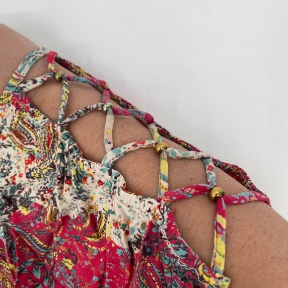 Angie Women Multicolor Paisley Round Neck Knee Length Fit And Flare Dress Size L - Picture 7 of 8